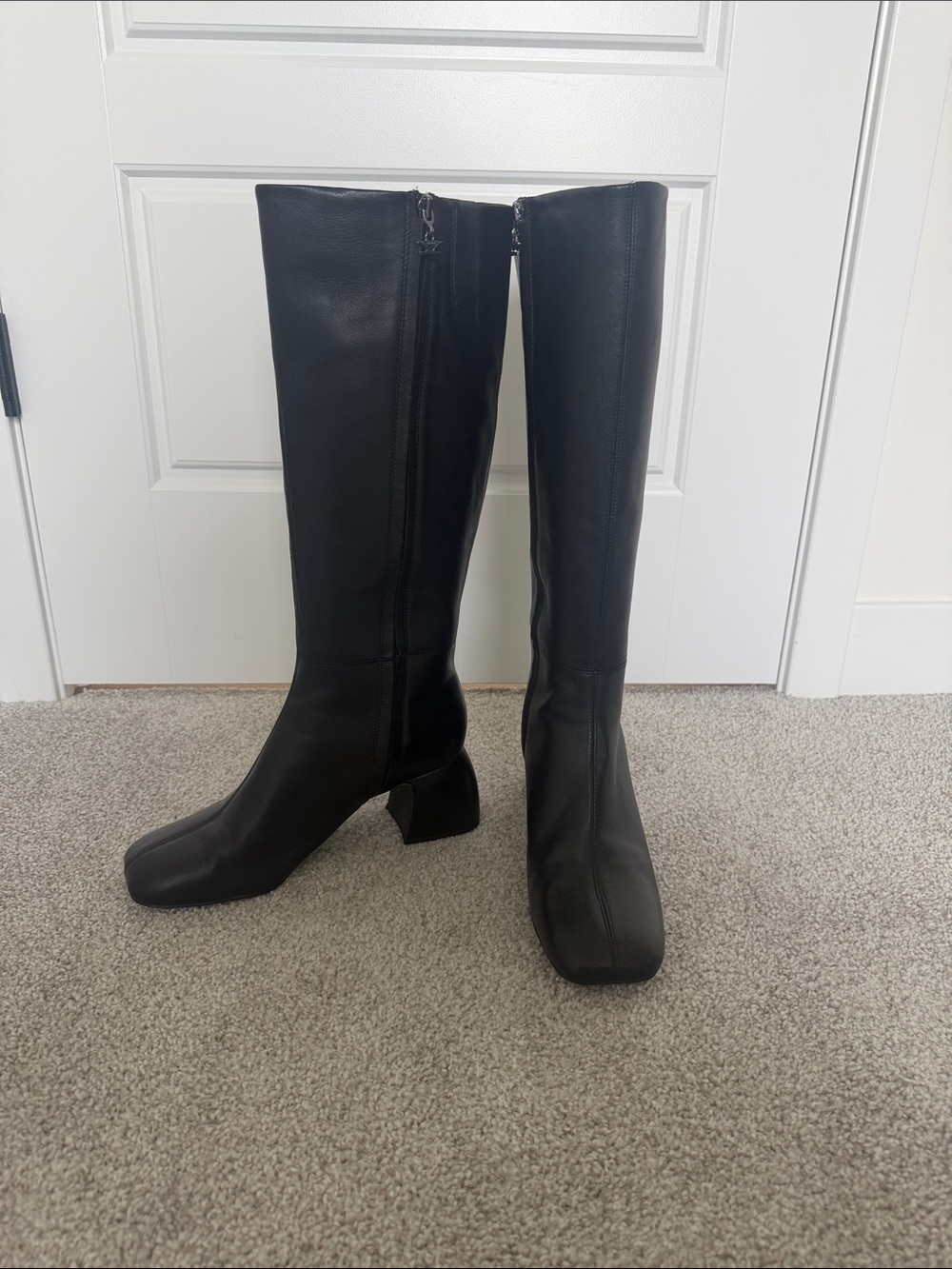Sam Edelman Black Knee-High Block Heel Boots